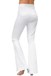 MID RISE DISTRESSED FLARE JEANS#color_white