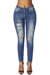 Mid Rise Ripped Ankle Skinny Jeans