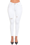 High Rise Ripped Stretchy Skinny Ankle Jeans#color_white