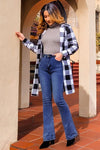 MID RISE STRECTHY FLARE JEANS#color_blue
