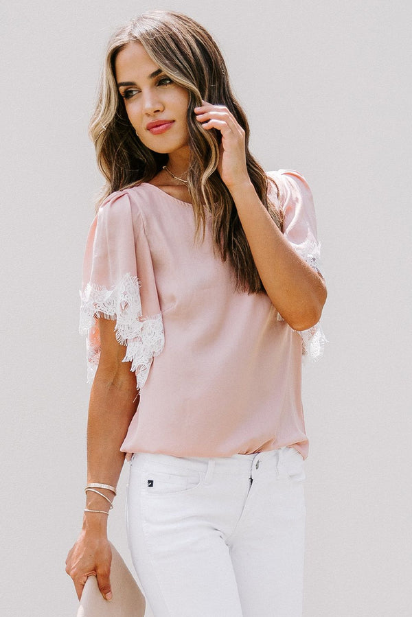 Lace Flutter Sleeve Top