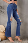 High Rise Distressed Ankle Flare Jeans