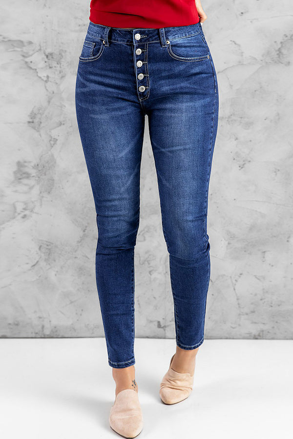 High Rise Skinny Button Fly Jeans