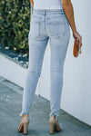 Mid Rise Ripped Ankle Fray Hem Skinny Jeans