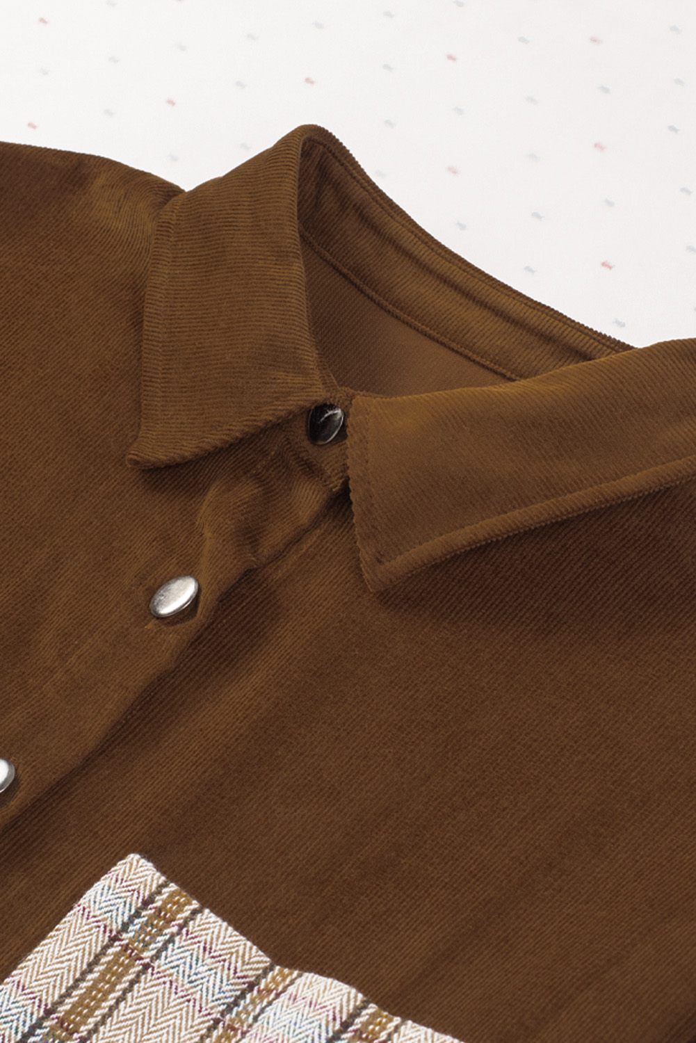 Pocket Check Panel Corduroy Shirt Jacket